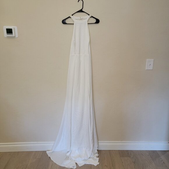 Lulus Radiant Adoration White Satin Lace Backless Maxi (Bridal), Sz M, $92 - Picture 3 of 9